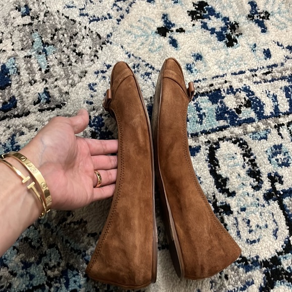 Tory Burch Marion Suede Leather Brown Flats Shoes sz 9M - Picture 9 of 16